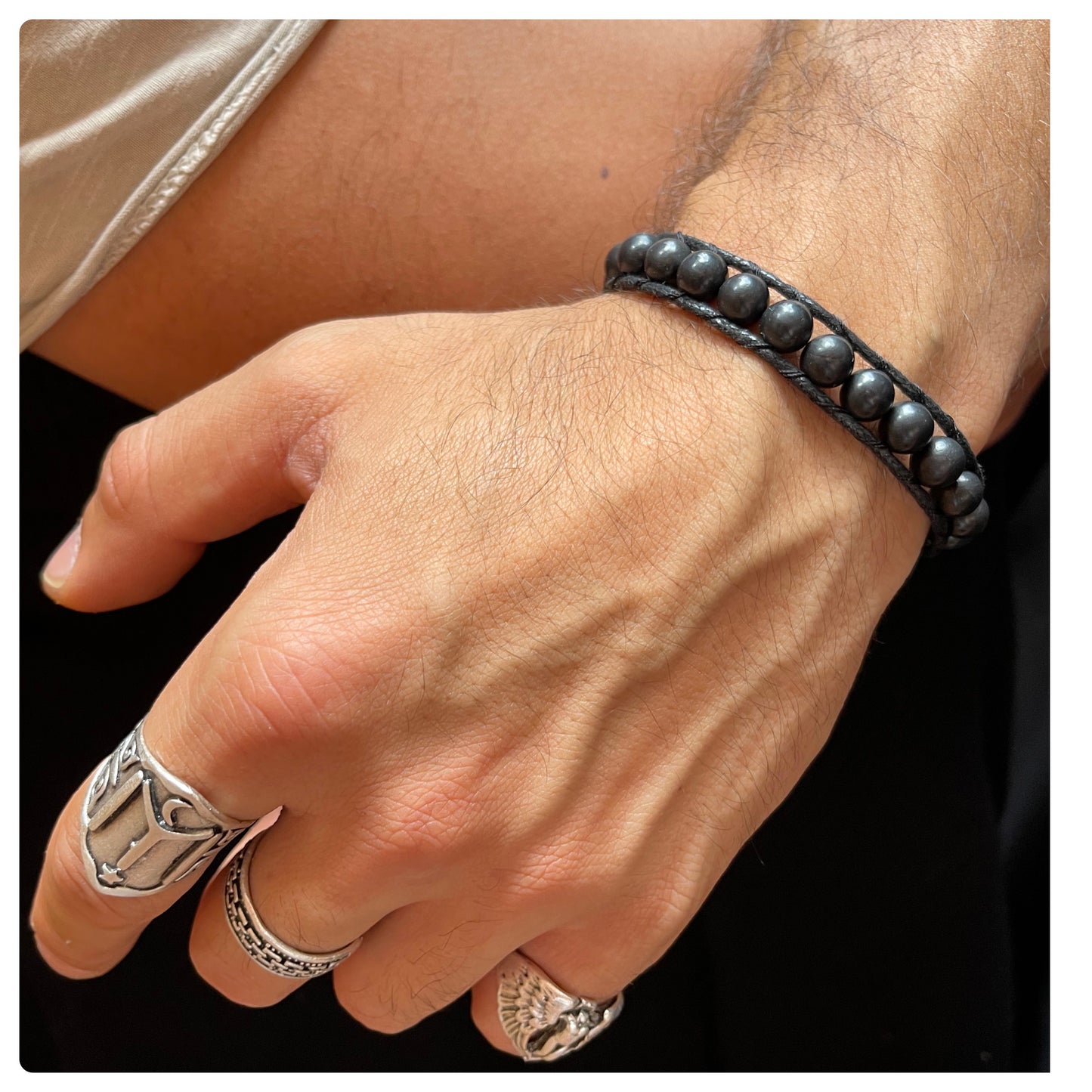 8mm Shungite Gemstone Wrap Bracelet for Men