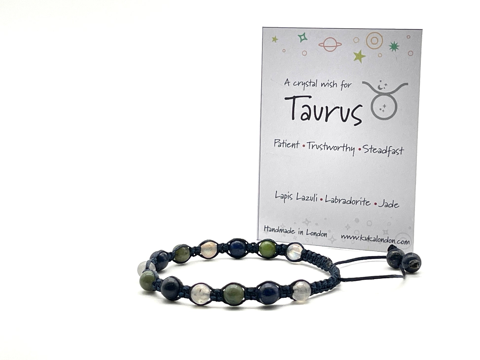 taurus zodiac bracelet made from jade,labradorite and lapis lazuli beads