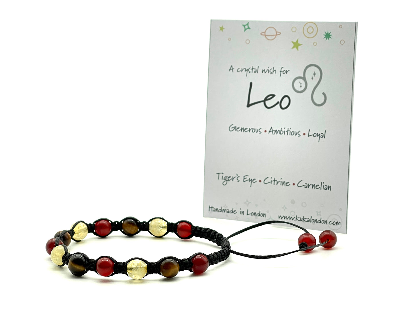 leo zodiac bracelet made from citrine,carnelian and tiger eye beads