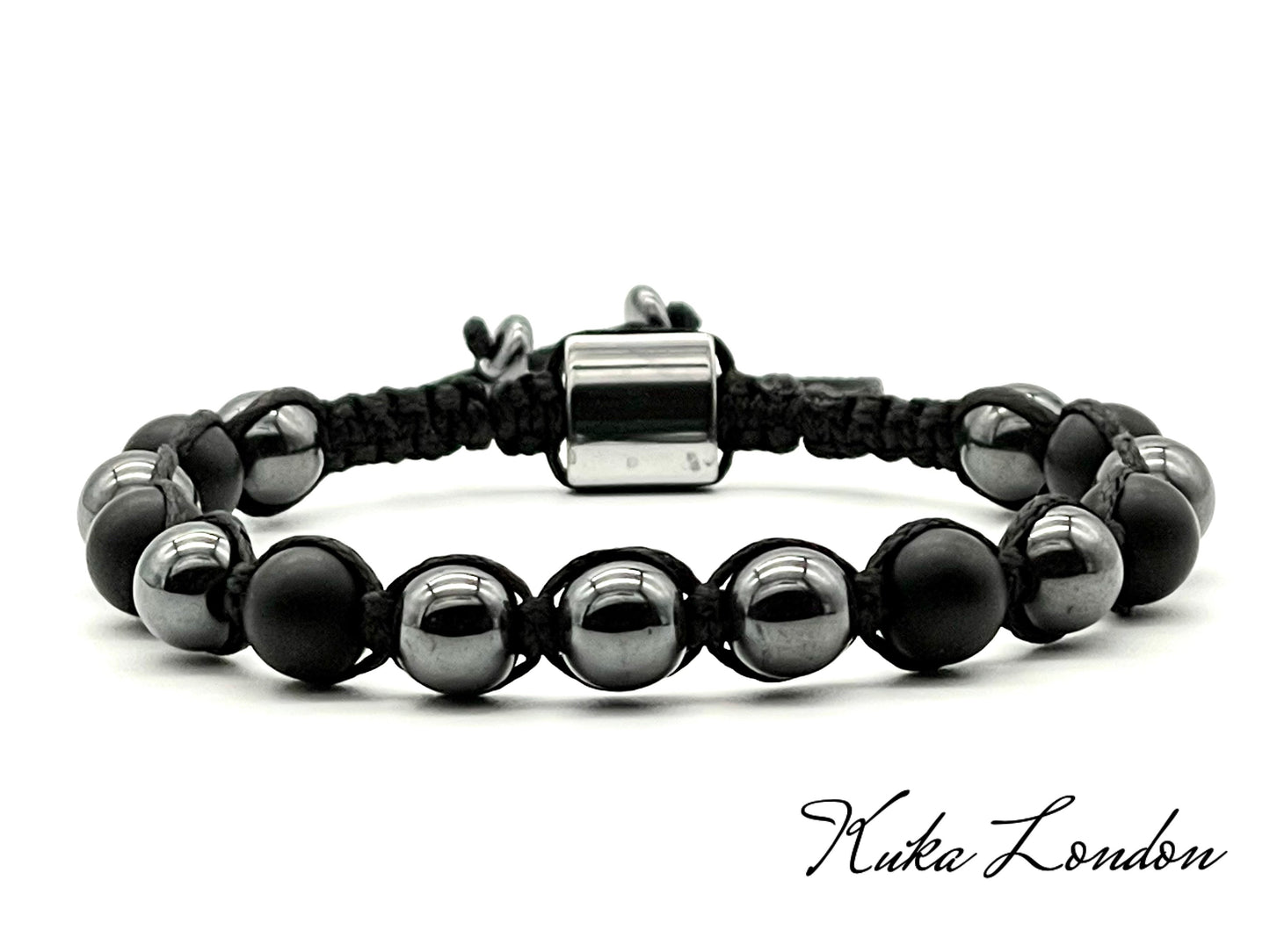 Hematite & Onyx Gemstone Bracelet 8mm