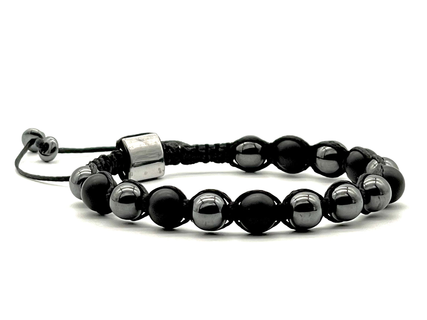 Hematite & Onyx Gemstone Bracelet 8mm