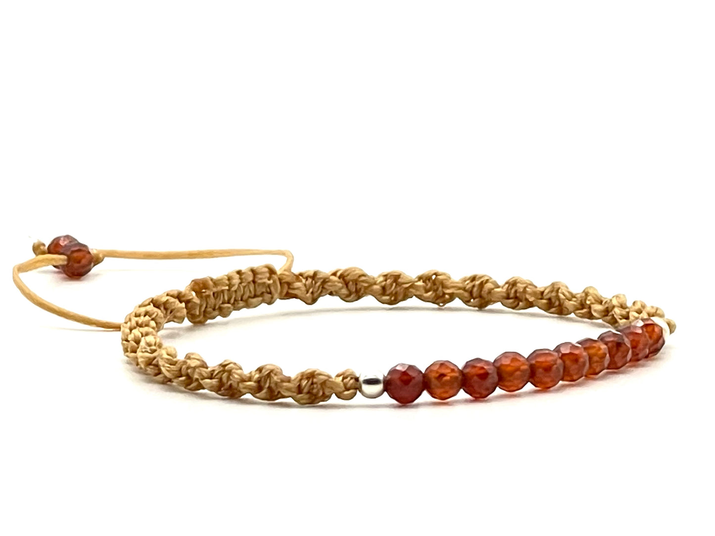 Hessonite Garnet Gemstone Bracelet 3mm-Dainty