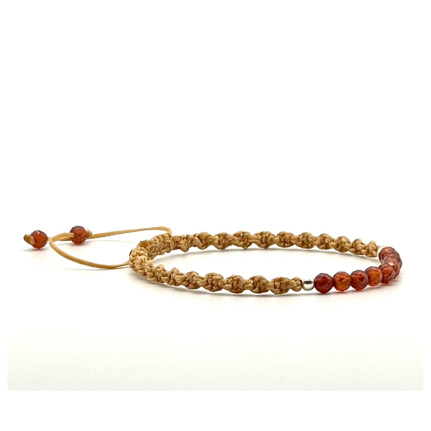 Hessonite Garnet Gemstone Bracelet 3mm-Dainty