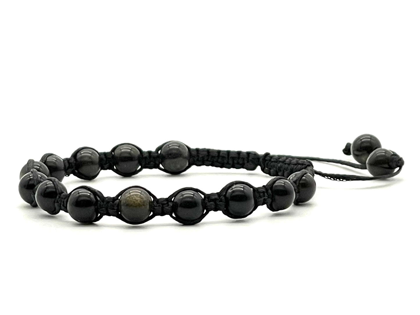 Gold Sheen Black Obsidian Gemstone Bracelet 6mm