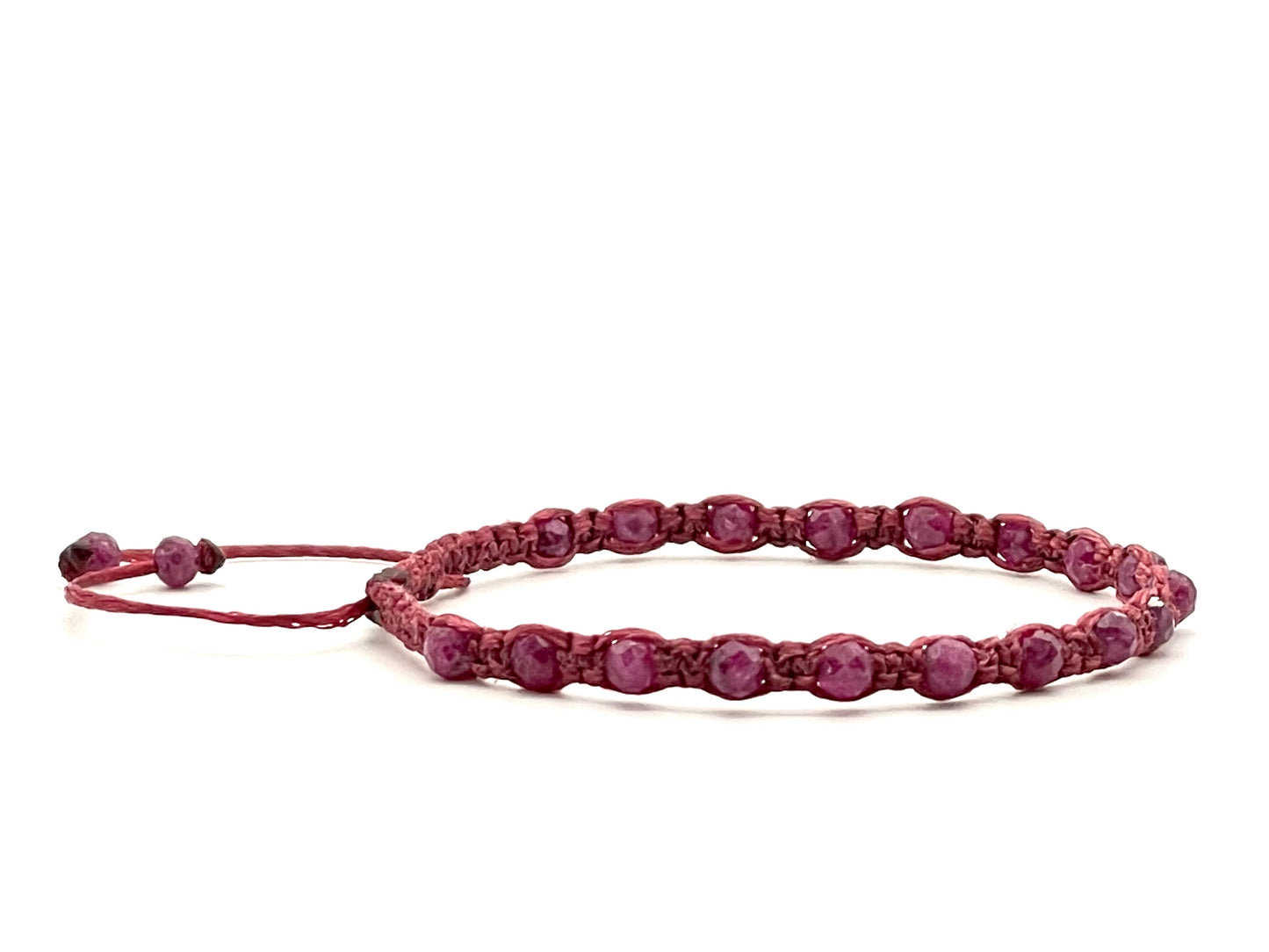 Ruby Gemstone Bracelet 3mm-Dainty- July Birthstone