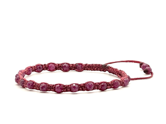 Ruby Gemstone Bracelet 3mm-Dainty- July Birthstone