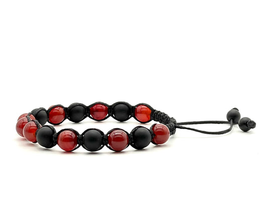 Carnelian & Onyx Gemstone Bracelet 8mm