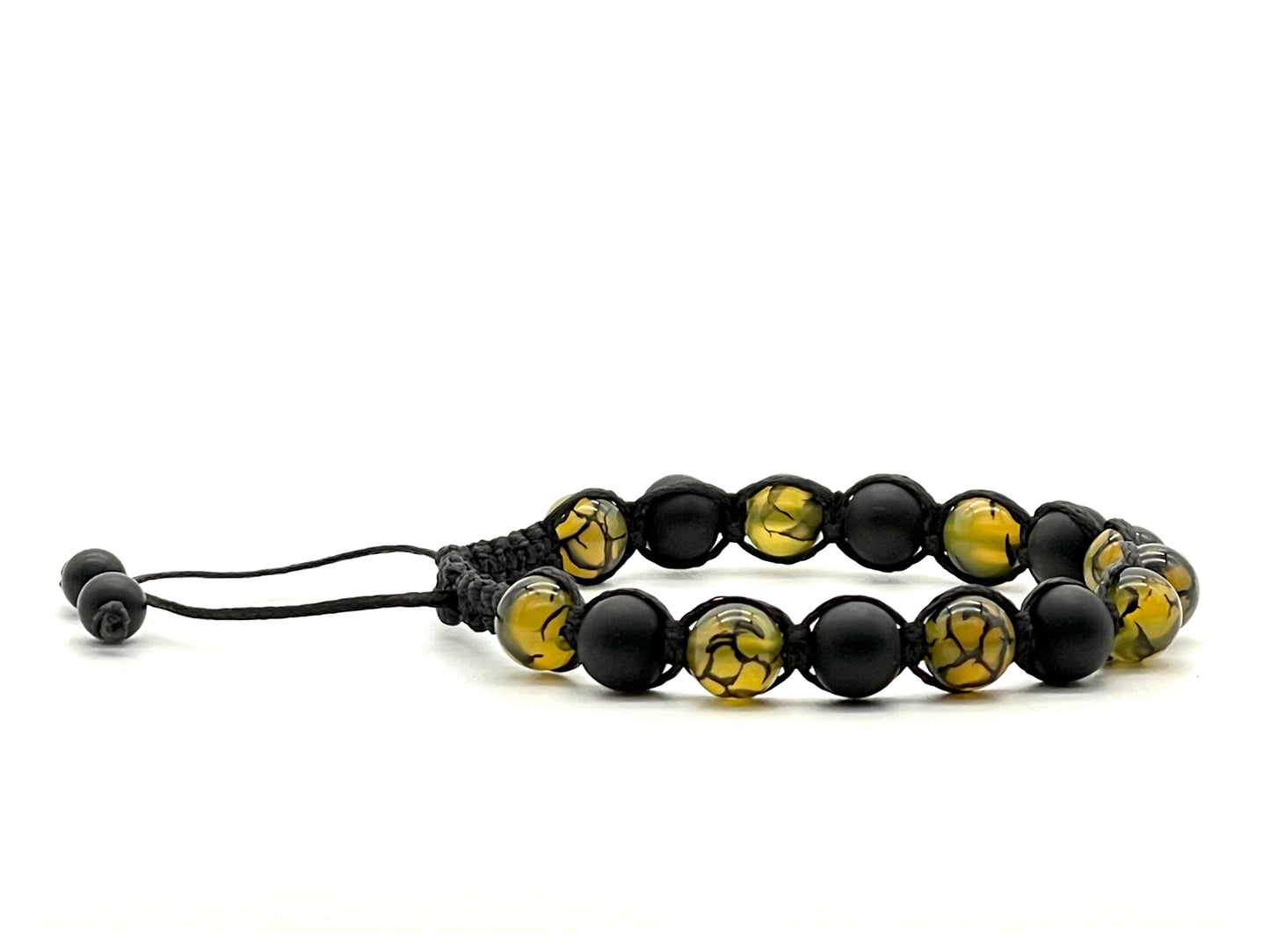 Dragon Vein Agate & Onyx Gemstone Bracelet 8mm