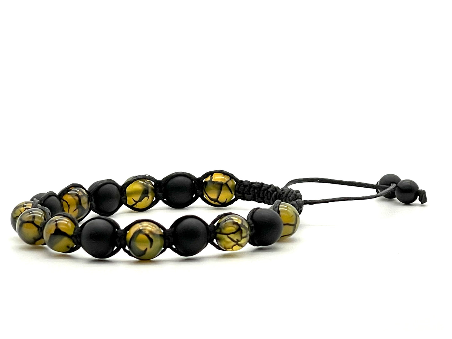 Dragon Vein Agate & Onyx Gemstone Bracelet 8mm