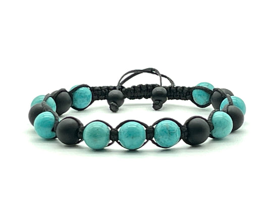 Turquoise & Onyx Gemstone Bracelet 8mm