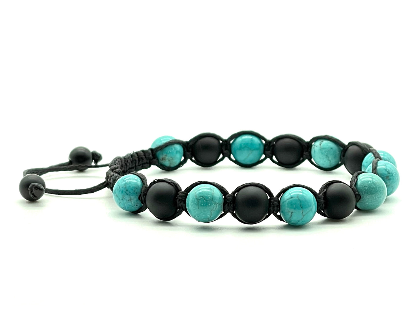 Turquoise & Onyx Gemstone Bracelet 8mm