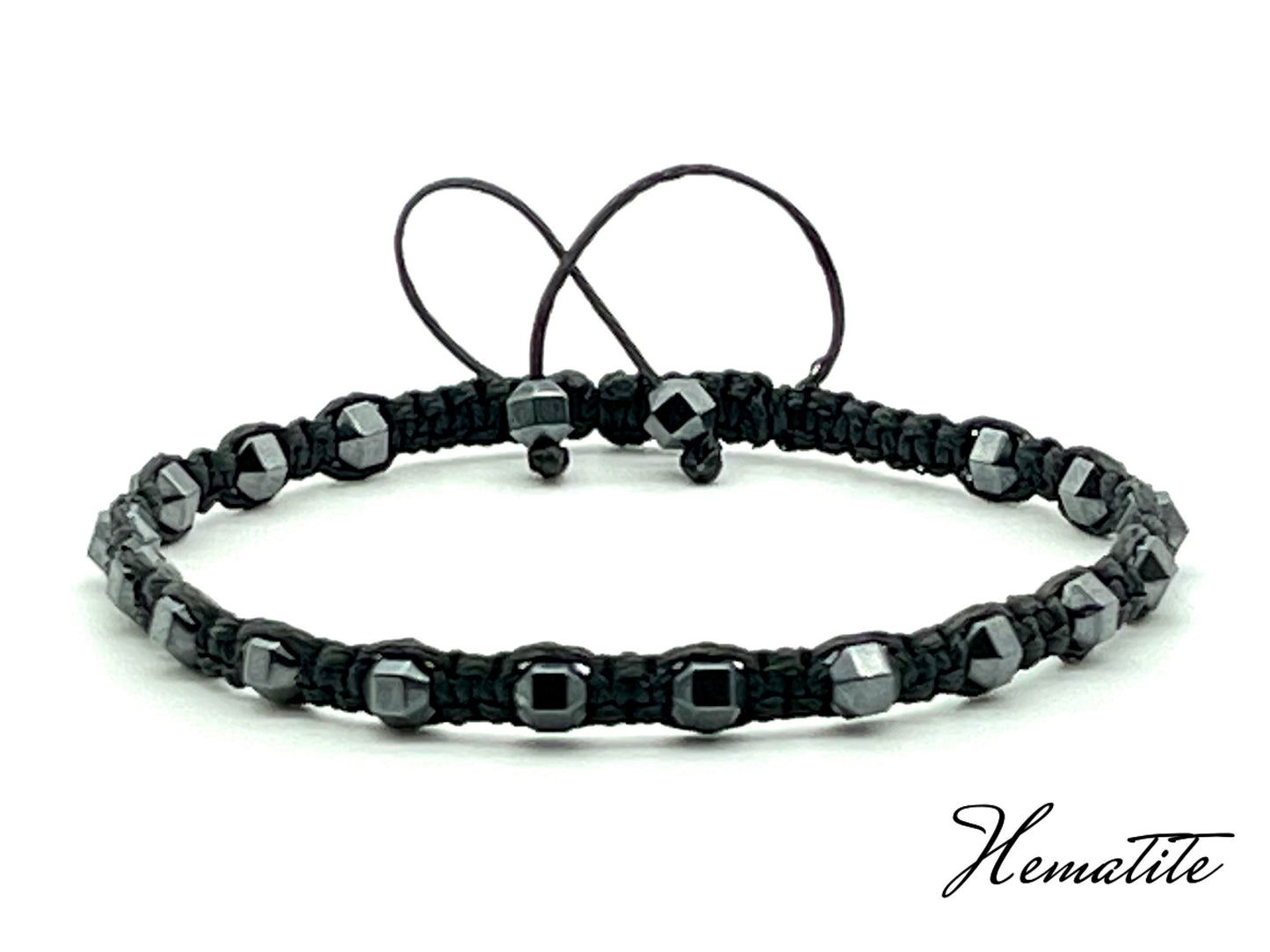 Hematite Gemstone Bracelet 3mm-Dainty