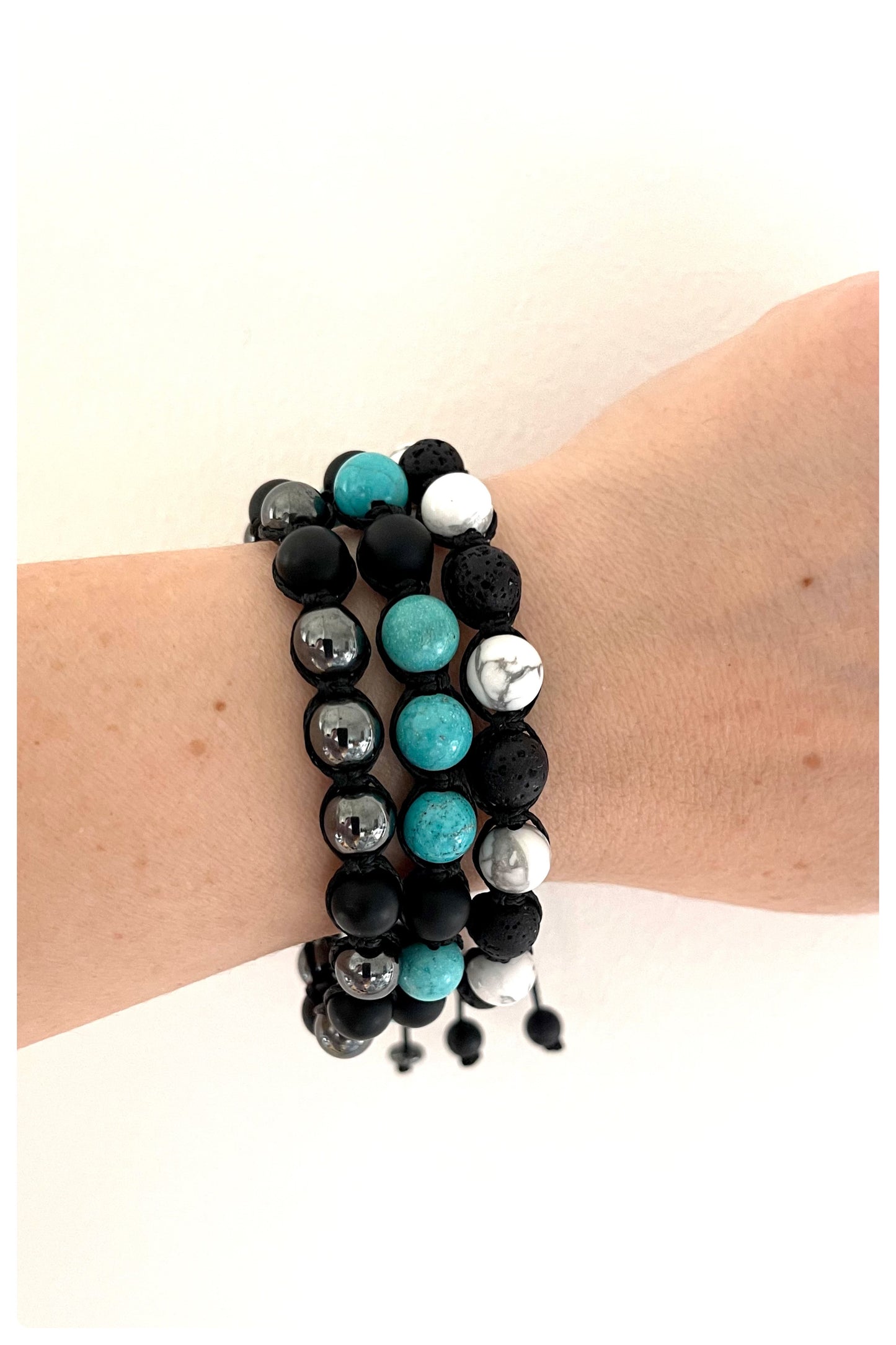 Hematite & Onyx Gemstone Bracelet 8mm